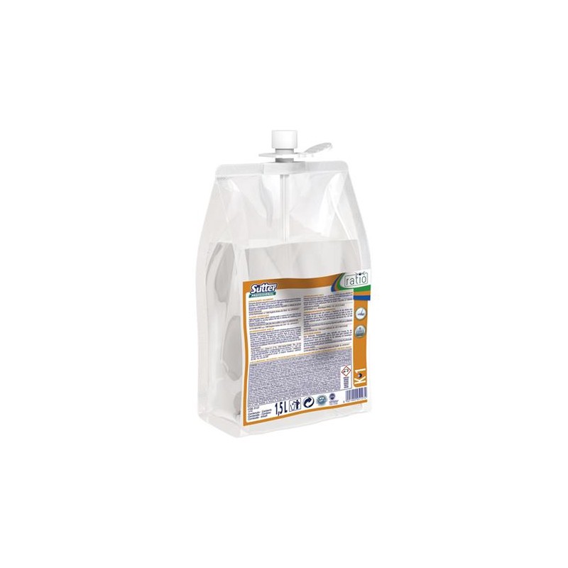 RATIO K-1 (Detergente Desengrasante de pavimenos  sin colorante ni perfumes para areas alimentarias HACCP ) C/2x1500Ml.